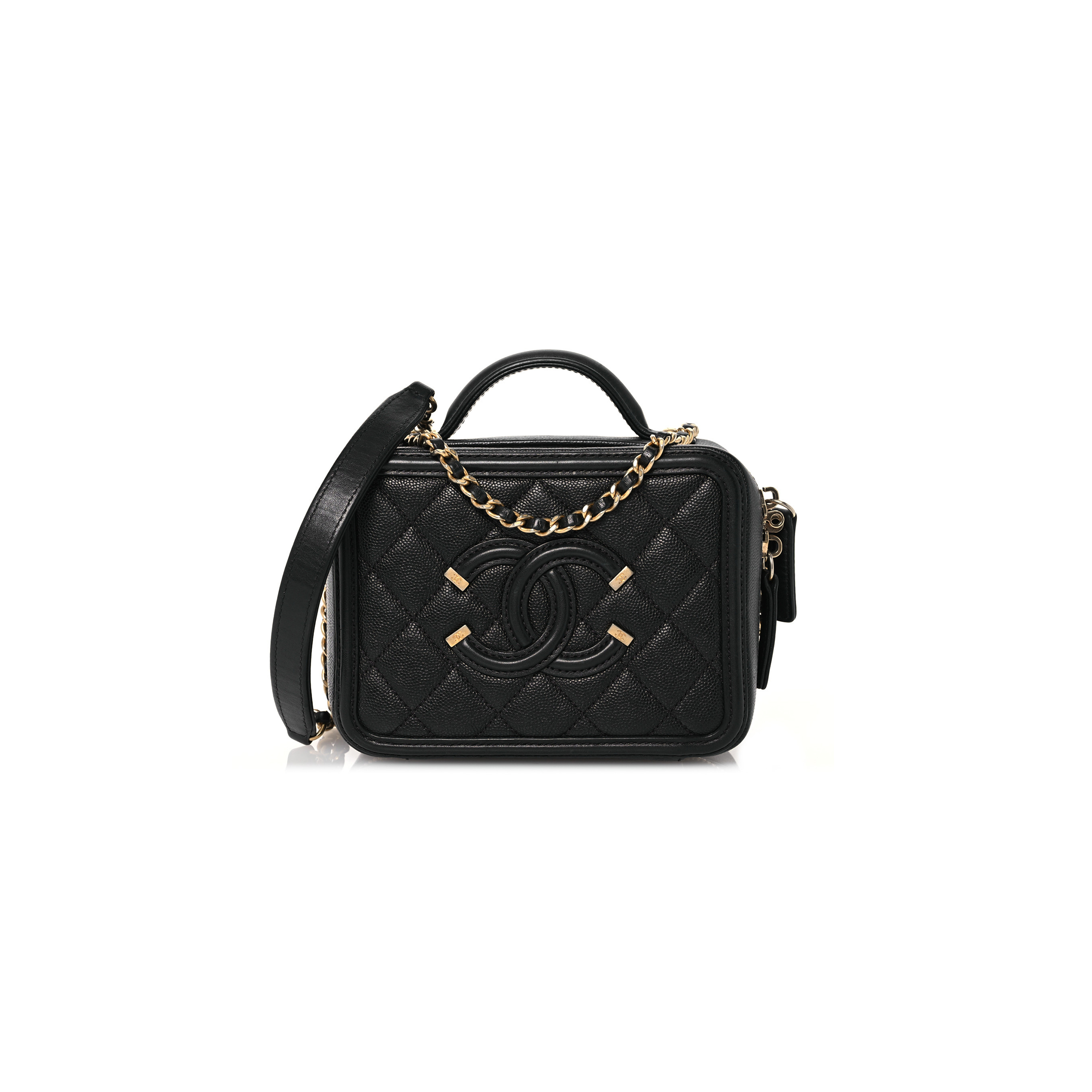 CHANEL CAVIAR QUILTED SMALL CC FILIGREE VANITY CASE 1585770 (16*12*7cm)